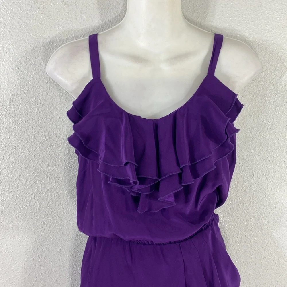 Amanda Uprichard Purple Silk Ruffle Blouson Tank Dress Medium M XX13